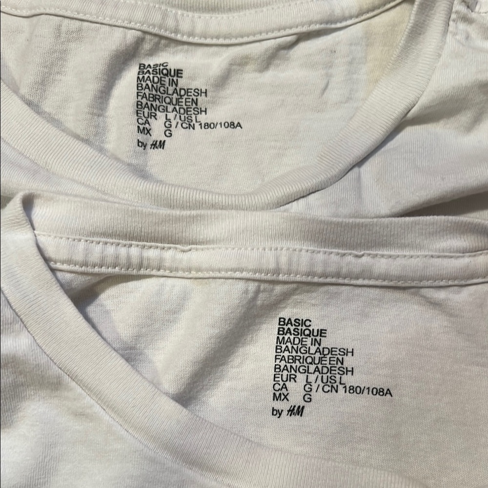 H&M 2 White Short Sleeve Tees size Large - Picture 2 of 4
